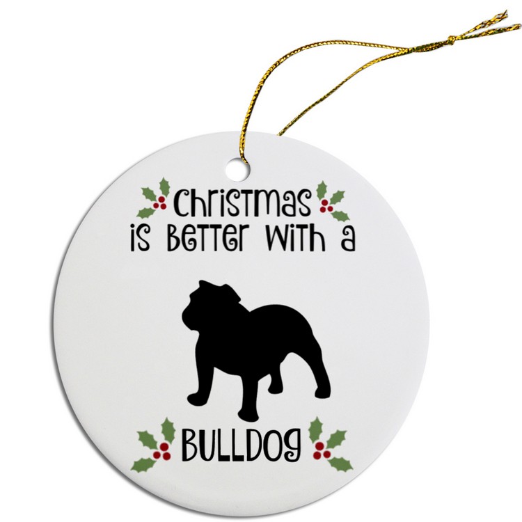 Breed Specific Round Christmas Ornament Bulldog